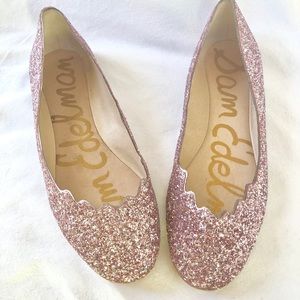 Sam Edelman “Alaine” Pink Glitter Flats